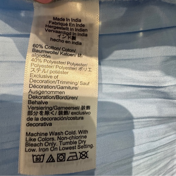 J. Crew Light Blue Midi Dress with Red Smocked Bodice - Picture 5 of 5